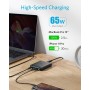 Anker Cargador USB C 65W 4-Port PIQ 3.0 & GAN Cargador de Carga rápida PowerPort Atom III, 45 W Puerto USB-C, para MacBook,