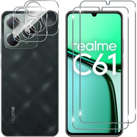 Lutree para Realme C63/ Realme C61 Cristal Templado, 2+2 Piezas Protector de Pantalla + Protector de Lente de Cámara, Dureza 9H