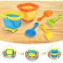 Gosknor 7 Uds Juego Juguetes de Playa para Niños 3 a 5 Años, 2 Cubos Plegables con 4 Palas Juguetes de Arena y Bolsa Malla para