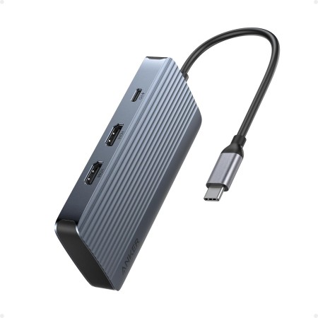 Anker 7-in-1 USB-C Hub, Dual Monitor USB C Docking Station, Dual 4K HDMI Display, 100W Power Delivery, 10Gbps Data Transfers,