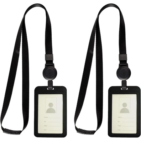 2 Piezas Porta Tarjetas Identificativas con Correa de Cuello, Porta de Tarjeta con Retractile Identificación Cordón Para