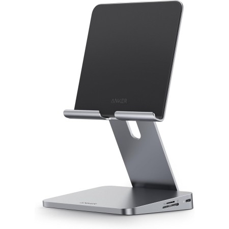Anker Hub USB C 551 8 en 1 con Soporte para Tableta Plegable, Entrada de alimentación, HDMI 4K, 2 Puertos de Datos USB-A, AUX de