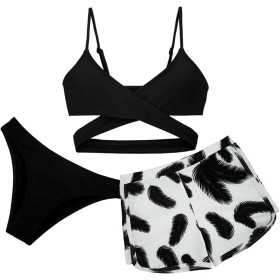 Happy Cherry 3 Piezas niñas Bikini Conjuntos de Trajes de baño con Cubrir la Falda 8-13años