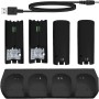 Estación de carga Wii 4 en 1 estación de carga para mando Wii con 4 pilas recargables e indicadores LED para mando Wii (Negro)