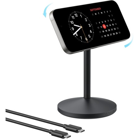 Anker MagGo Estación de Carga Inalámbrica, Soporte Inalámbrico Compatible con MagSafe de Carga Rápida de 15 W, Cargador
