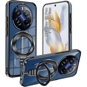 Funda para Realme 12 Pro /12 Pro Plus, Magnética Transparente Galvanizado Funda con Soporte, Silicona TPU Suave Ultra Delgada