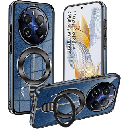 Funda para Realme 12 Pro /12 Pro Plus, Magnética Transparente Galvanizado Funda con Soporte, Silicona TPU Suave Ultra Delgada