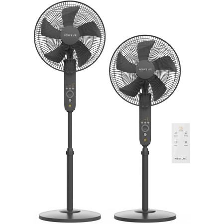 Newlux - Standing Fan with Remote Control W550 Smart 5 Blades of ø40cm, 3 Speed and 3 Modes. Oscillating Pedestal Fan with