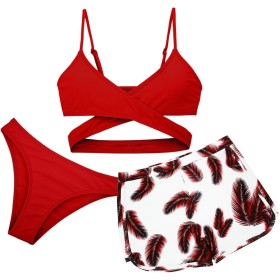 Happy Cherry 3 Piezas niñas Bikini Conjuntos de Trajes de baño con Cubrir la Falda 8-13años