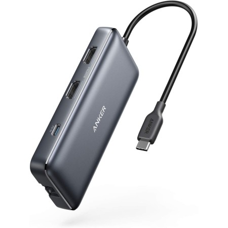 Anker PowerExpand 8-in-1 USB C Adaptador, USB C Media Hub, Dual 4K HDMI, 100W Power Delivery 1 Gbps Ethernet 2 Puertos de Datos