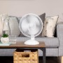 Russell Hobbs Portable Desk Fan, 9 Inch 2 Speeds Wide Angle Oscillation Quiet Fan for Bedroom Office White RHPDF0921