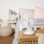 Russell Hobbs Portable Desk Fan, 9 Inch 2 Speeds Wide Angle Oscillation Quiet Fan for Bedroom Office White RHPDF0921