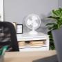 Russell Hobbs Portable Desk Fan, 9 Inch 2 Speeds Wide Angle Oscillation Quiet Fan for Bedroom Office White RHPDF0921