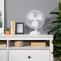 Russell Hobbs Portable Desk Fan, 9 Inch 2 Speeds Wide Angle Oscillation Quiet Fan for Bedroom Office White RHPDF0921