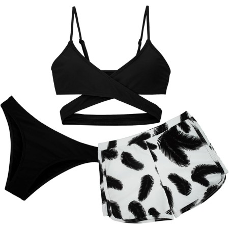 Happy Cherry 3 Piezas niñas Bikini Conjuntos de Trajes de baño con Cubrir la Falda 8-13años