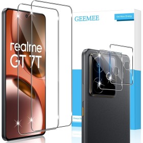 GEEMEE para Realme GT 7T/Realme GT7 de Pantalla Protector de Lente de cámara, 2 + 2 Pack Cristal Templado Película Vidrio