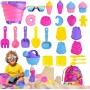 31Piezas Juguetes de Arena para Playa,Pala de cubeta de Arena Plegable y e rastrillo de,Juego de moldes para Helados en la