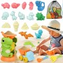 Ulikey Juguetes de Playa para Niños, Juguete Arenero Dinosaurio para Chico Chica, con Rueda de Agua, Bolsa de Malla, Moldes de