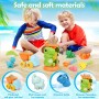 Ulikey Juguetes de Playa para Niños, Juguete Arenero Dinosaurio para Chico Chica, con Rueda de Agua, Bolsa de Malla, Moldes de