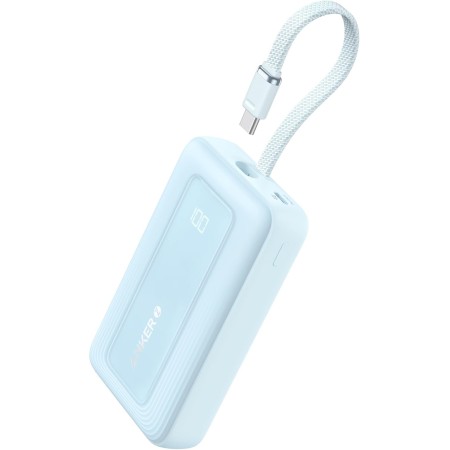 Anker Zolo Power Bank, Cargador Portátil de Alta Velocidad de 10000mAh 30W con Cable USB-C Integrado, Batería para iPhone 16/16
