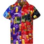 Generisch 2025 - Camisa casual de manga corta para hombre con estampado de solapas sueltas con botones estilo floral de arena de