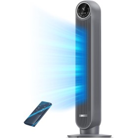 Dreo 20dB Quiet Standing Fan, Tower Fans with 25ft/s Speed, 4 Speeds, 90° Rotation, 8 Hour Timer, LED Display and Remote Control