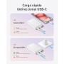 Anker Zolo Power Bank, Cargador Portátil de Alta Velocidad de 10000mAh 30W con Cable USB-C Integrado, 1 USB-C & A, Batería para
