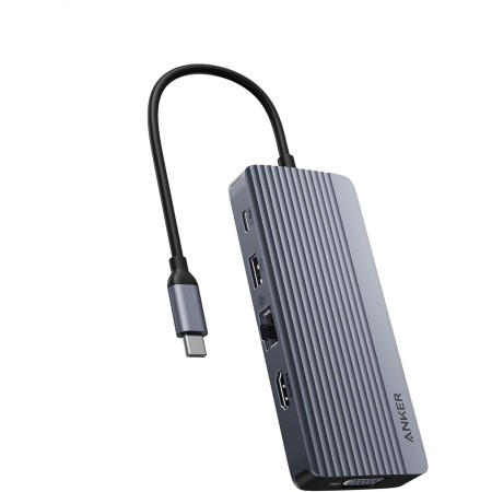 Anker Dual-Display USB-C Hub (10-in-1), 4K @ 30Hz HDM con Power Delivery de 100 W máx., Puertos de Datos USB-C y USB-A de 5 Gbps