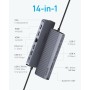 Anker USB-C Hub (14-in-1, Triple Display), HDMI 4K a 60 Hz con Power Delivery de 100 W, Puertos USB-C y USB-A de 5 Gbps,