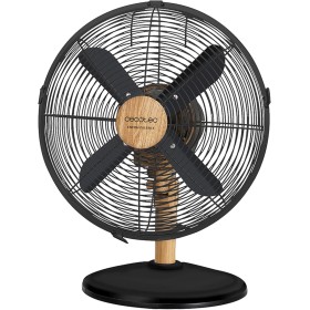 Cecotec EnergySilence 600 WoodDesk Desk Fan, 40 W, Wood Colour Finish, Diameter 12" with 4 Blades, 3 Speeds, Oscillation,