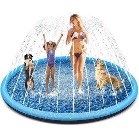 Tosekry Juegos Piscina para Niños, 200CM Piscina Chorros Perro Antideslizante Piscina, Juegos de Agua para Niños Exterior Juegos