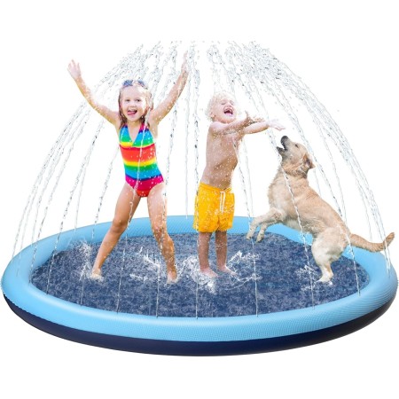 Tosekry Juegos Piscina para Niños, 200CM Piscina Chorros Perro Antideslizante Piscina, Juegos de Agua para Niños Exterior Juegos