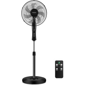 Aigostar Silent Standing Fan, Remote Control, 7 Blades: High Air Flow 2160m³/h, 3 Modes, 3 Speeds, Timer 7.5 hours, Oscillation