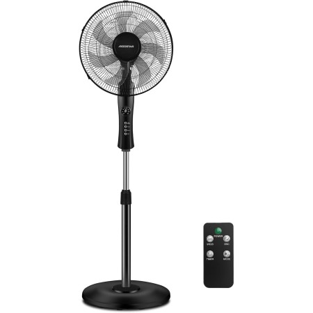 Aigostar Silent Standing Fan, Remote Control, 7 Blades: High Air Flow 2160m³/h, 3 Modes, 3 Speeds, Timer 7.5 hours, Oscillation