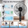 Aigostar Silent Standing Fan, Remote Control, 7 Blades: High Air Flow 2160m³/h, 3 Modes, 3 Speeds, Timer 7.5 hours, Oscillation