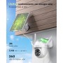YESYAMO 2K Cámara de vigilancia WiFi exterior inalámbrica solar, 2.4GHz cámara exterior solar con panel solar, 360grados PTZ,