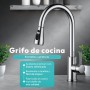 JUPPLIES Grifo Cocina Extraíble – Acero Inoxidable, Giratorio 360°, 3 Modos de Agua, Grifo Fregadero Cocina con Rociador