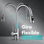 JUPPLIES Grifo Cocina Extraíble – Acero Inoxidable, Giratorio 360°, 3 Modos de Agua, Grifo Fregadero Cocina con Rociador
