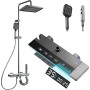 JUPPLIES Columna de Ducha Termostatica con Pantalla Digital LED, Cabezal de Ducha XL estilo Lluvia, Ducha de Mano, Rociador