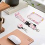 Tarjetero flor de pintura al óleo, tarjetero, cordón desmontable con clip retráctil para tarjetas de visita, tarjetas de puerta,