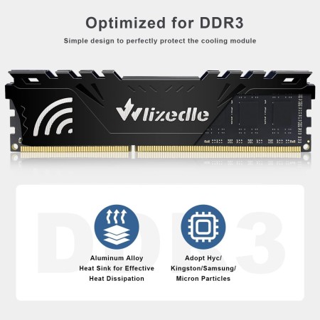 Wlizedle RAM 16GB Kit (2x8GB) DDR3 1600MHz CL11 UDIMM PC3-12800 240-Pin 1.5V Non-ECC Unbuffered 2Rx8 Dual Rank Upgrade