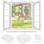 Mosquitera para Ventana 2 Set - 110 x 130 CM - BLANCA, No es Necesario Taladrar, CON Cúter, Adhesivo, Se Puede Cortable DIY