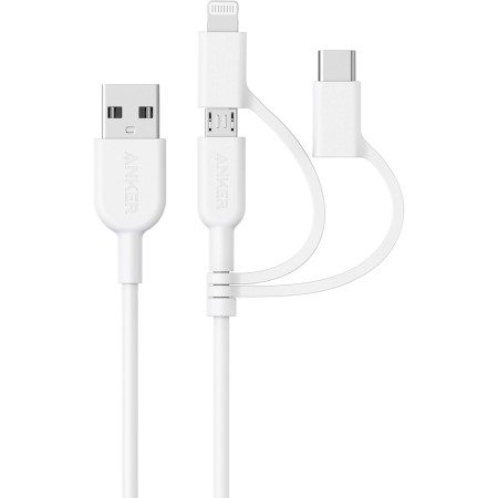 Anker PowerLine II - Cable 3 en 1, Lightning/Tipo C/Micro USB para iPhone, iPad, Huawei, HTC, LG, Samsung Galaxy, Sony Xperia y
