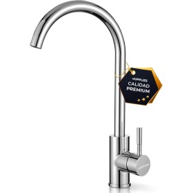 JUPPLIES Grifo de Cocina para Fregadero de Acero Inoxidable - Grifo de Fregadero Giratorio 360°, Agua Fría y Caliente, Fácil