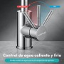 JUPPLIES Grifo de Cocina para Fregadero de Acero Inoxidable - Grifo de Fregadero Giratorio 360°, Agua Fría y Caliente, Fácil