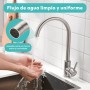 JUPPLIES Grifo de Cocina para Fregadero de Acero Inoxidable - Grifo de Fregadero Giratorio 360°, Agua Fría y Caliente, Fácil