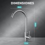 JUPPLIES Grifo de Cocina para Fregadero de Acero Inoxidable - Grifo de Fregadero Giratorio 360°, Agua Fría y Caliente, Fácil