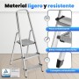 PAULAND Escalera Plegable de Aluminio 3 Peldaños - Soporte Reforzado para Máxima Estabilidad (200 kg) - Escaleras Plegables