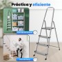 PAULAND Escalera Plegable de Aluminio 3 Peldaños - Soporte Reforzado para Máxima Estabilidad (200 kg) - Escaleras Plegables