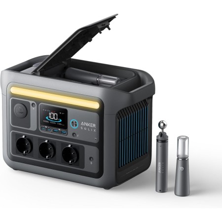 Anker SOLIX C800 Plus Portable Power Station, Generador solar con luces de camping 1200 W (pico 1600 W), batería LiFePO4 768 Wh
